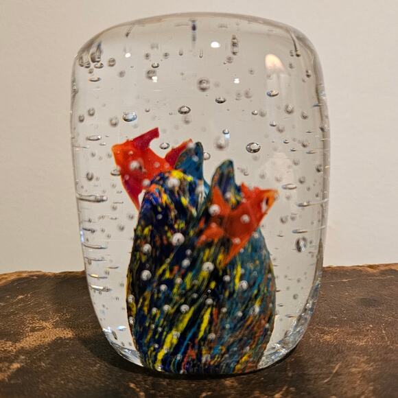 Vintage Glass Aquarium Paperweight - Blown Fish, Coral & Controlled Bubbles - Picture 3 of 8